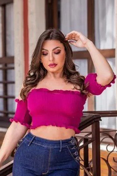 Cropped Tricot Canelado Básico Ciganinha — imagem 4