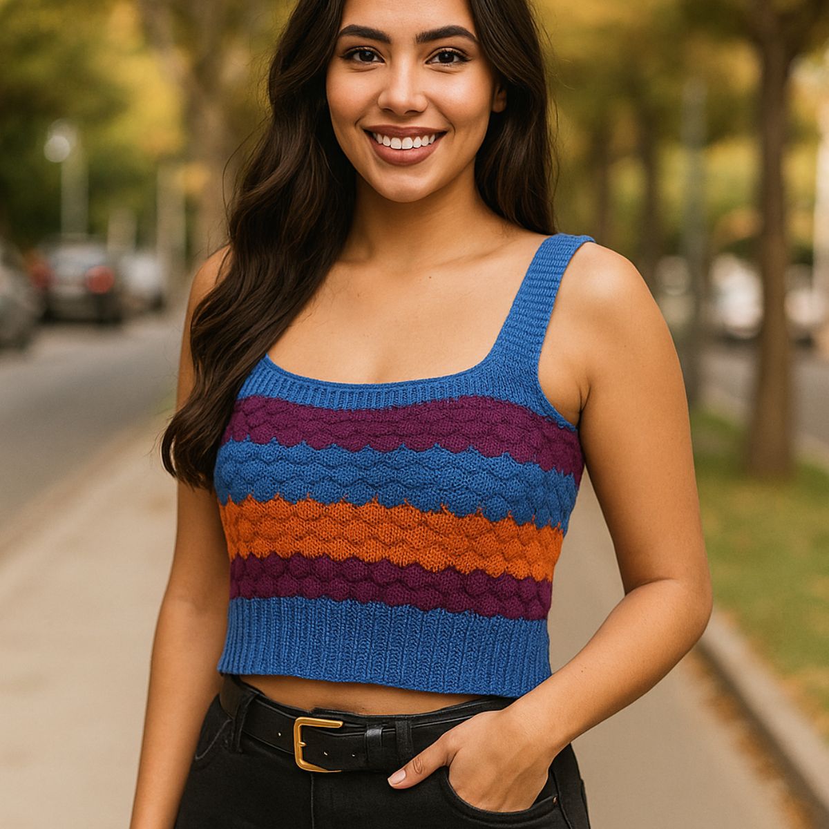 Cropped Tricot Regata Decote Quadrado — imagem 6