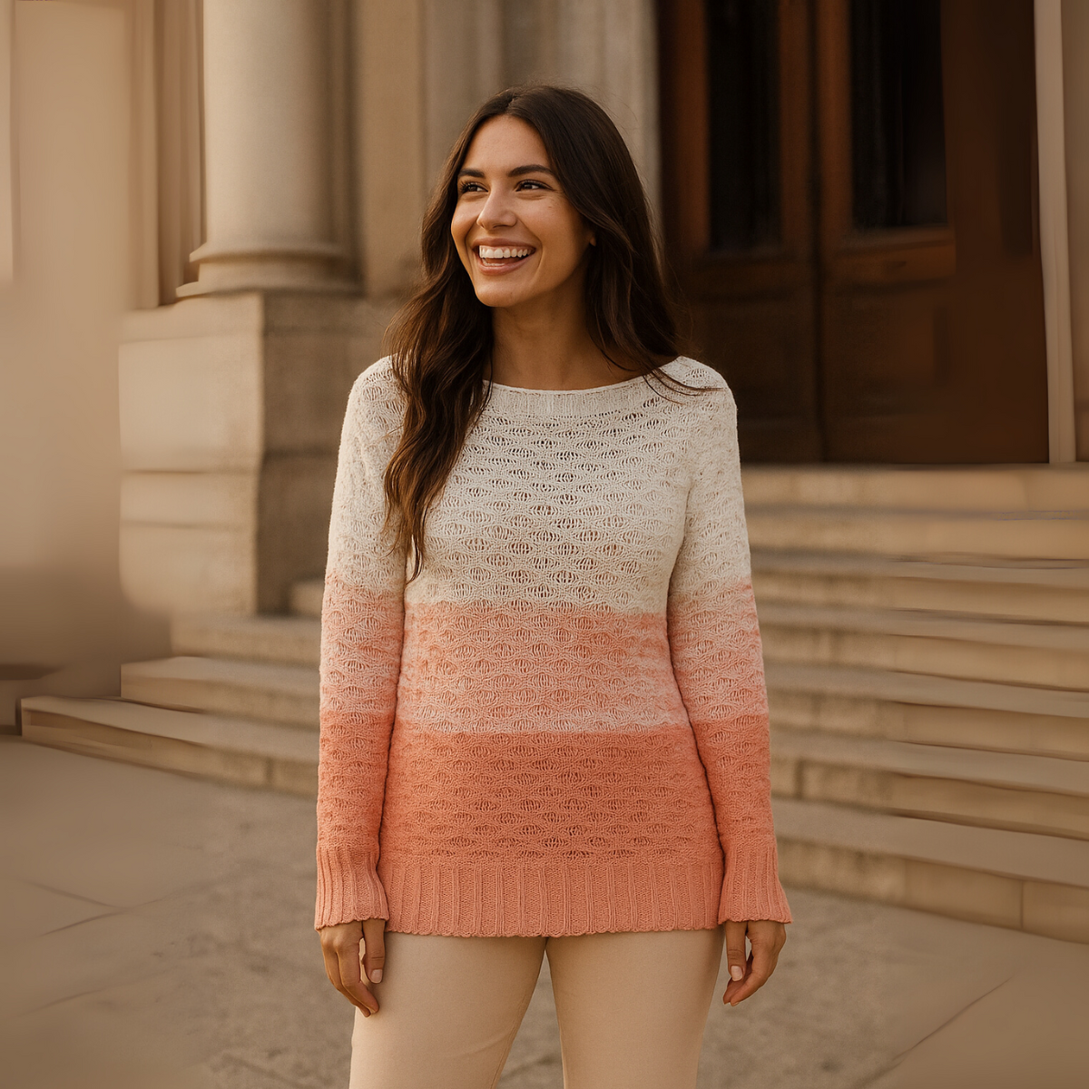 Blusa Tricot Manga Longa Relevo Tricolor — imagem 17