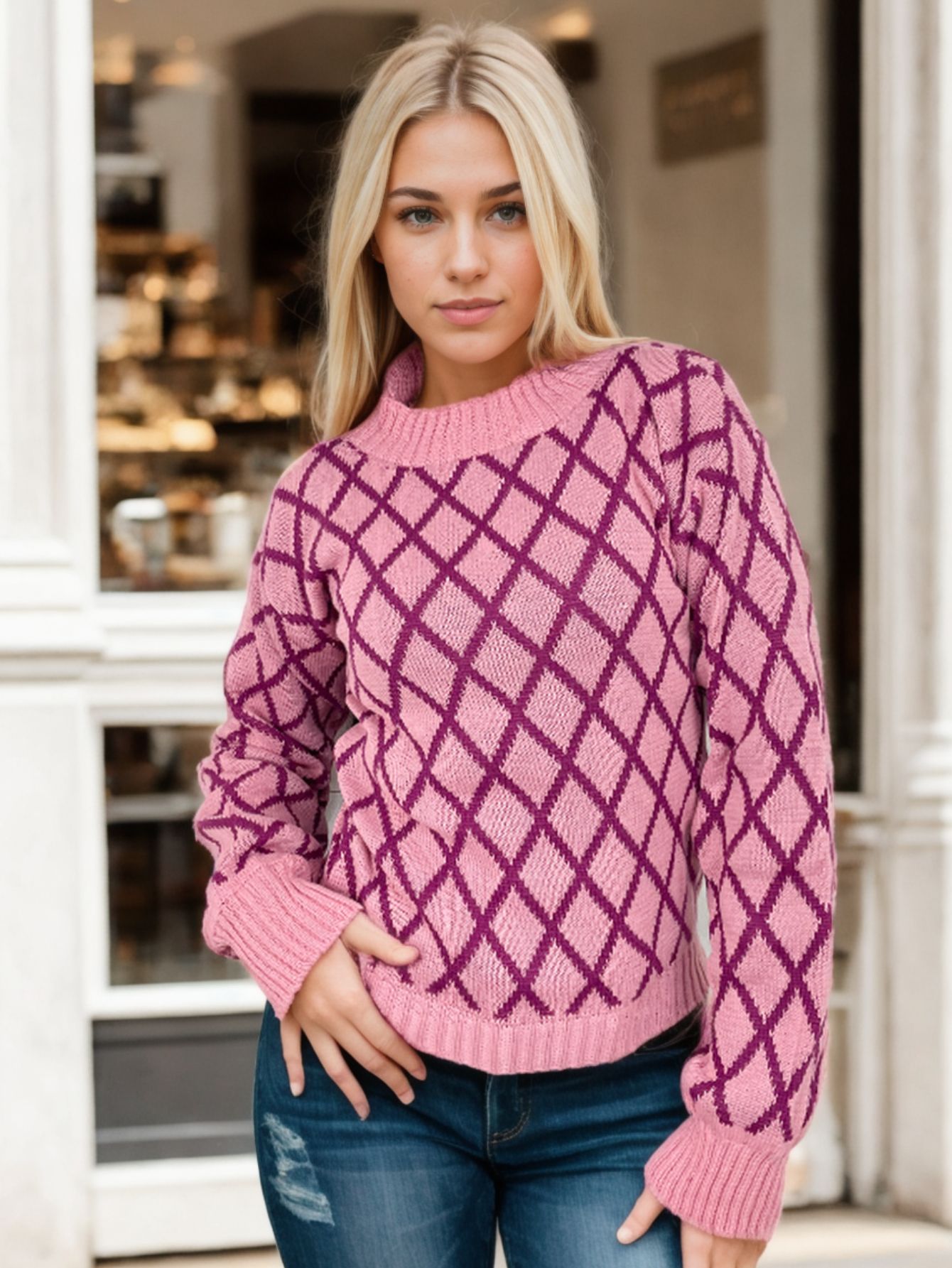Blusa Tricot Manga Longa Geométrica — imagem 13