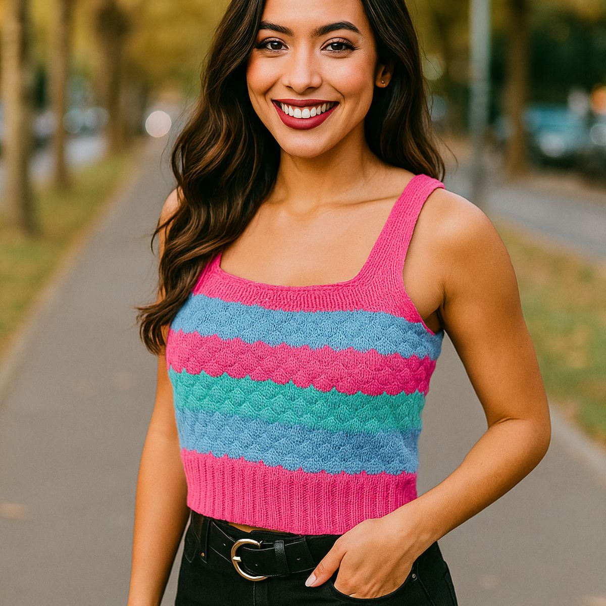 Cropped Tricot Regata Decote Quadrado — imagem 4