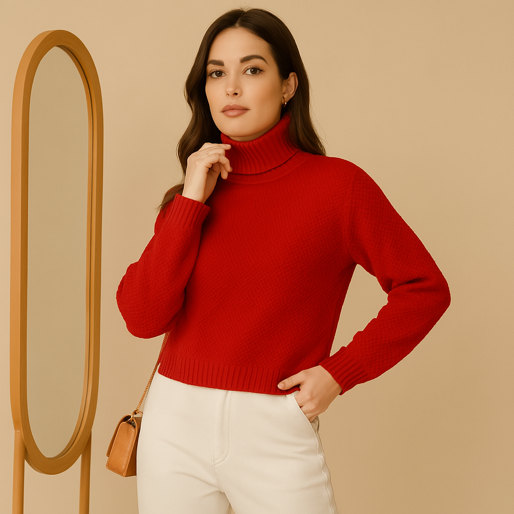 Blusa Tricot Ponto Manga Longa Gola Alta — imagem 8
