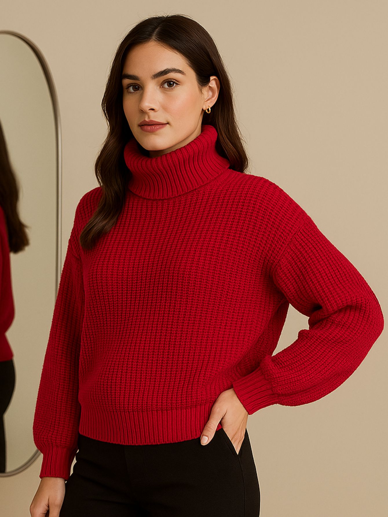 Blusa Tricot Gola Cacharrel Manga Longa Bufante — imagem 4