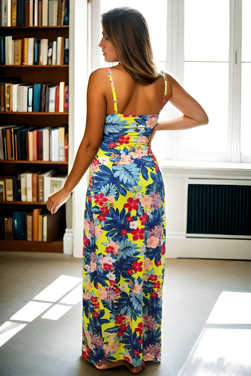 Vestido Longo Fresquinho Estampado Floral Alcinha Fendas — imagem 2