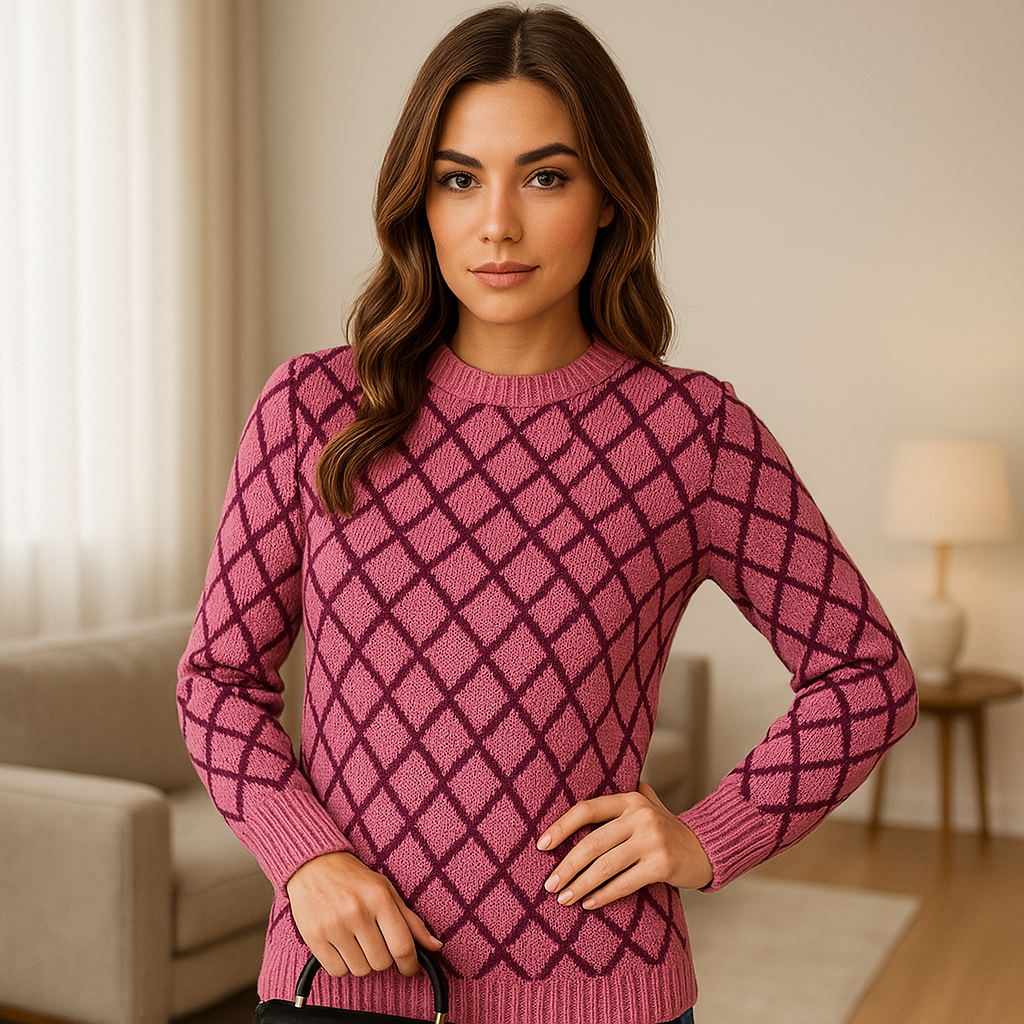 Blusa Tricot Manga Longa Geométrica — imagem 5