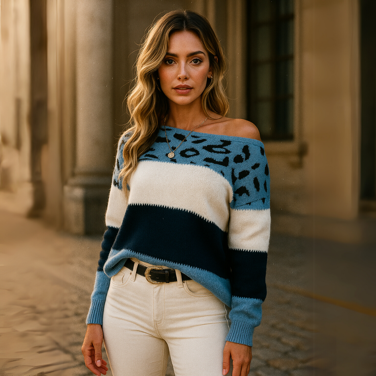 Blusa Tricot Manga Longa Onça — imagem 1