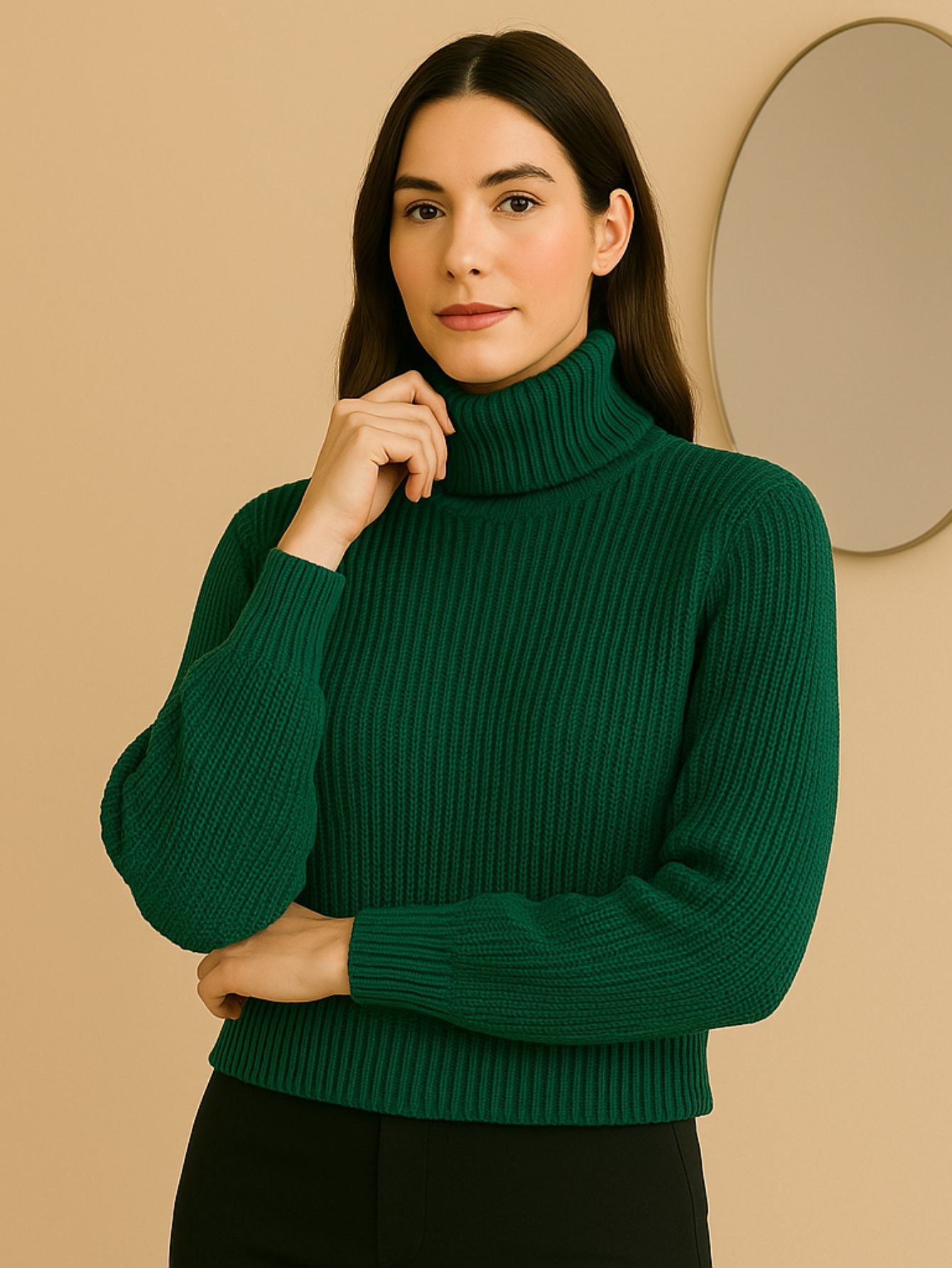 Blusa Tricot Gola Cacharrel Manga Longa Bufante — imagem 1