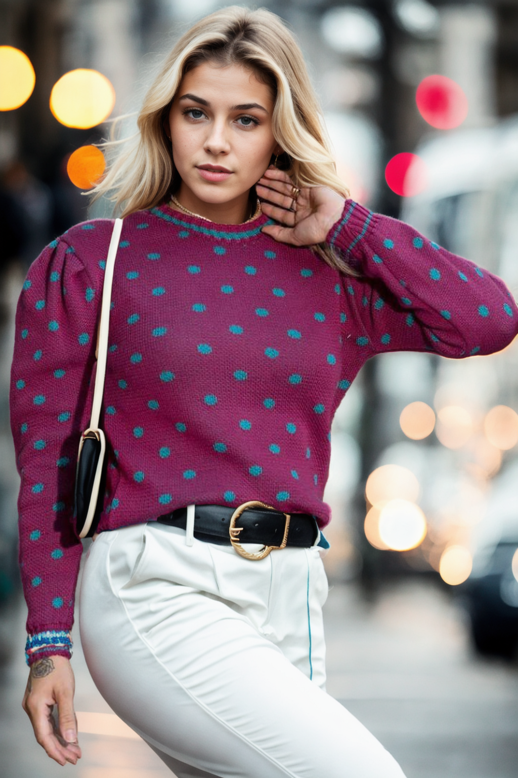 Blusa Tricot Bolas Manga Longa — imagem 1