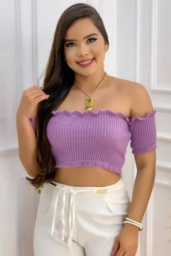 Cropped Tricot Canelado Básico Ciganinha — imagem 6