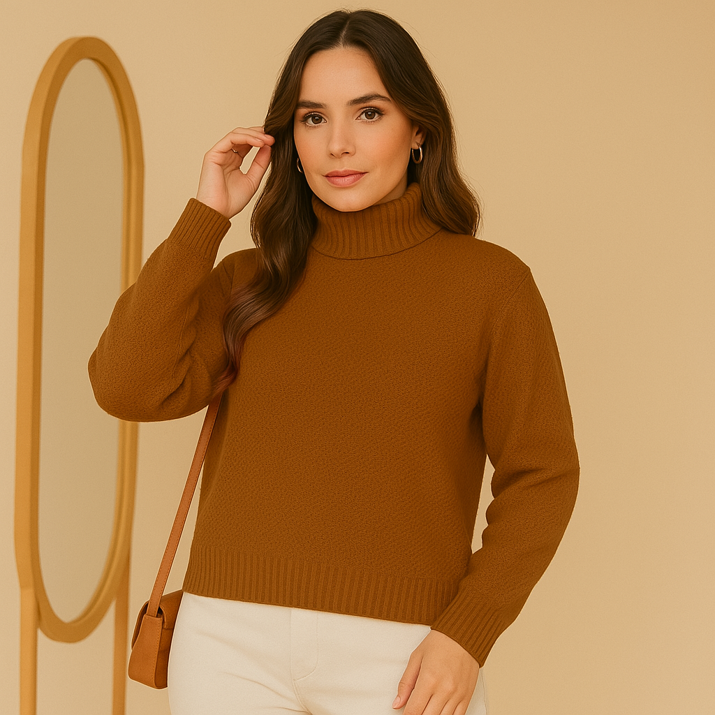 Blusa Tricot Ponto Manga Longa Gola Alta — imagem 9