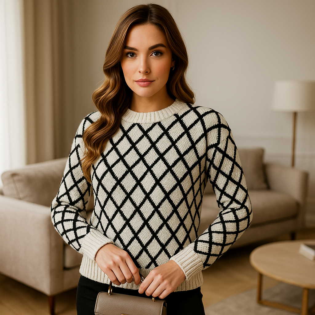 Blusa Tricot Manga Longa Geométrica — imagem 4