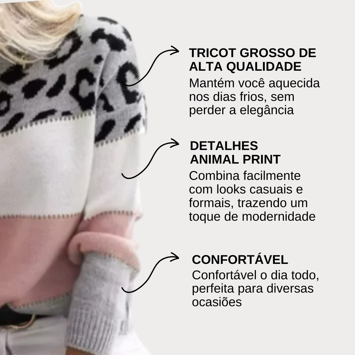 Blusa Tricot Manga Longa Onça — imagem 9