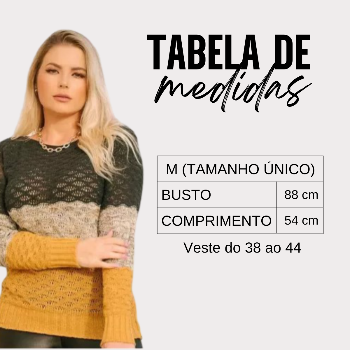 Blusa Tricot Manga Longa Relevo Tricolor — imagem 27