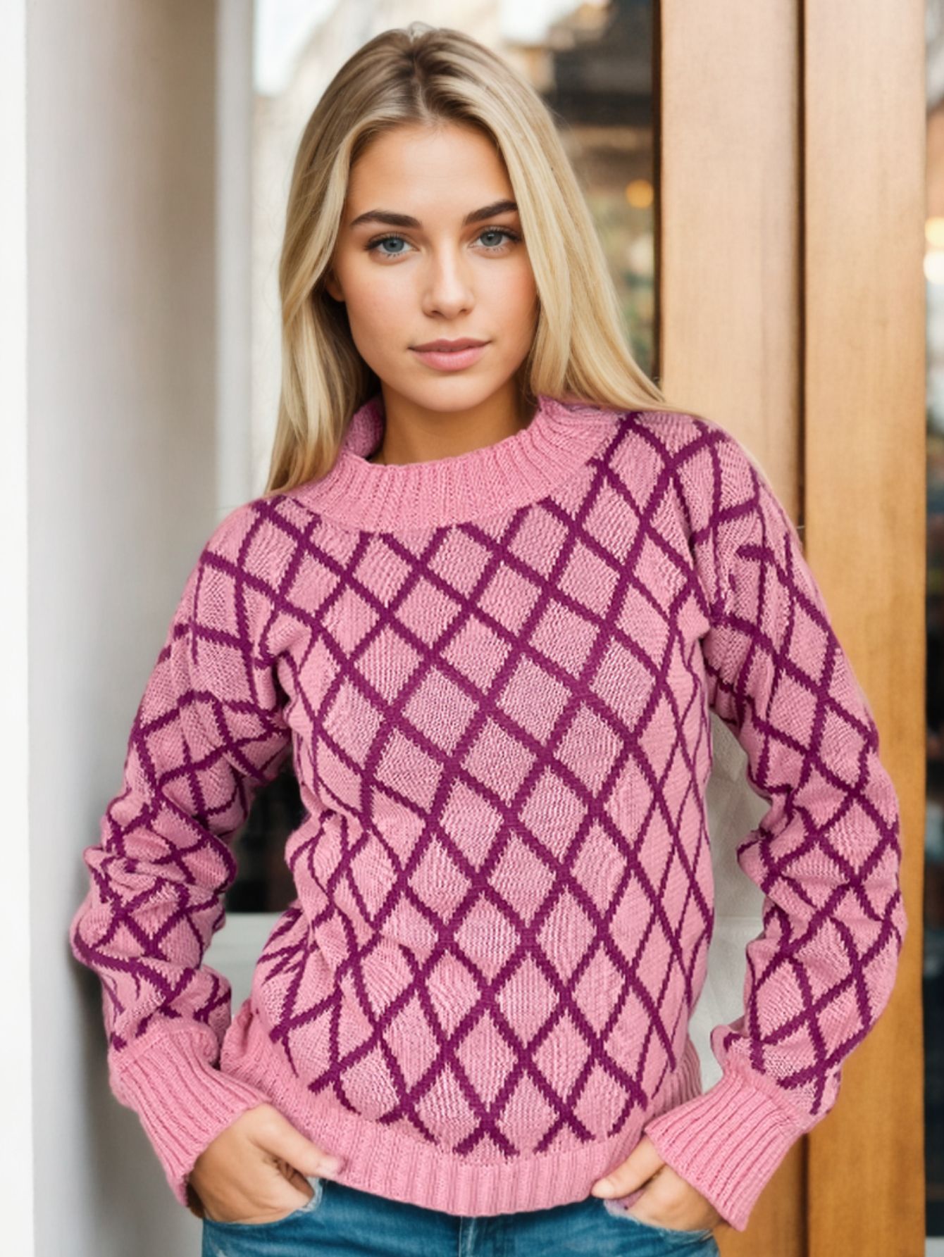Blusa Tricot Manga Longa Geométrica — imagem 9