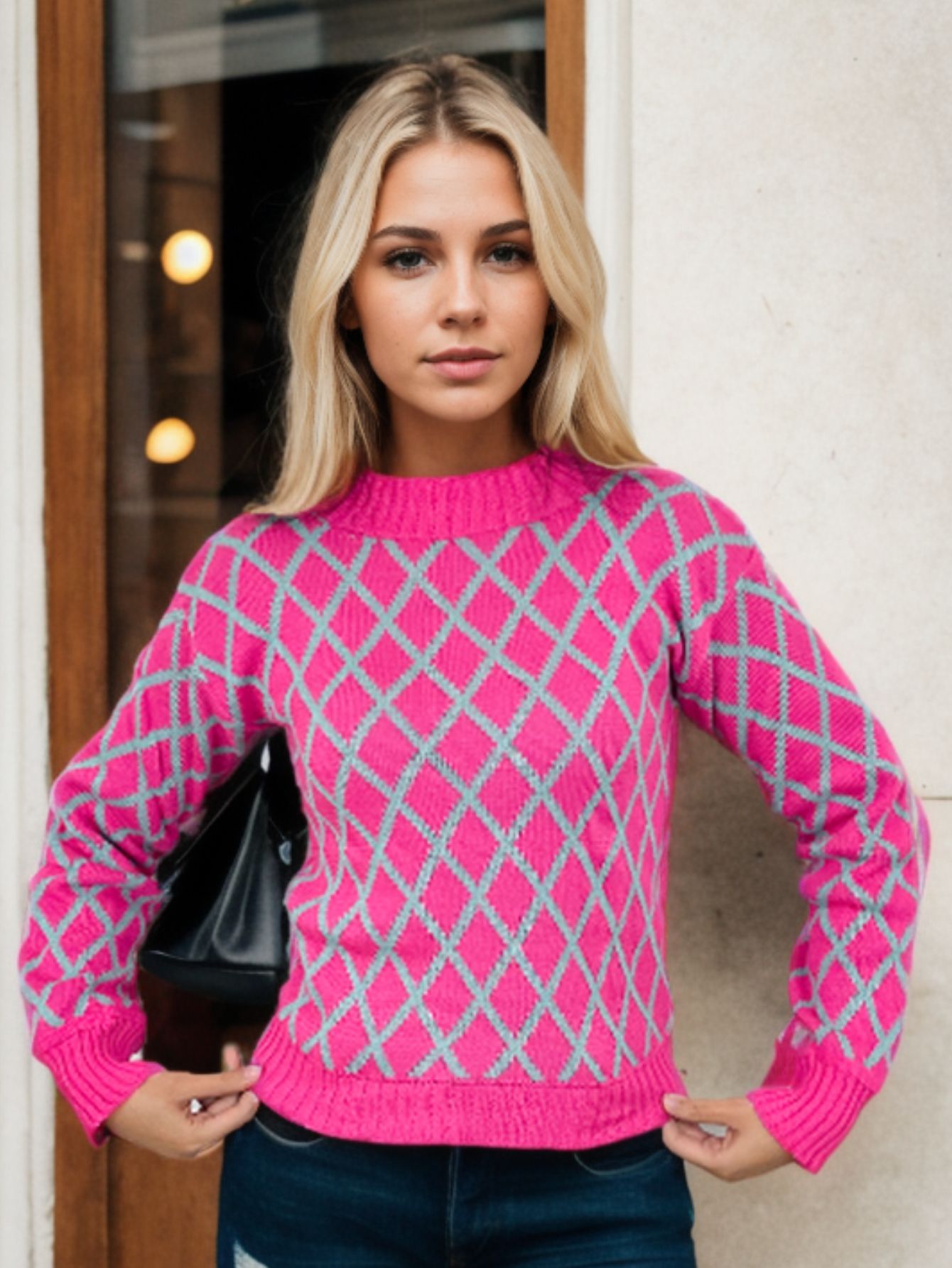 Blusa Tricot Manga Longa Geométrica — imagem 6