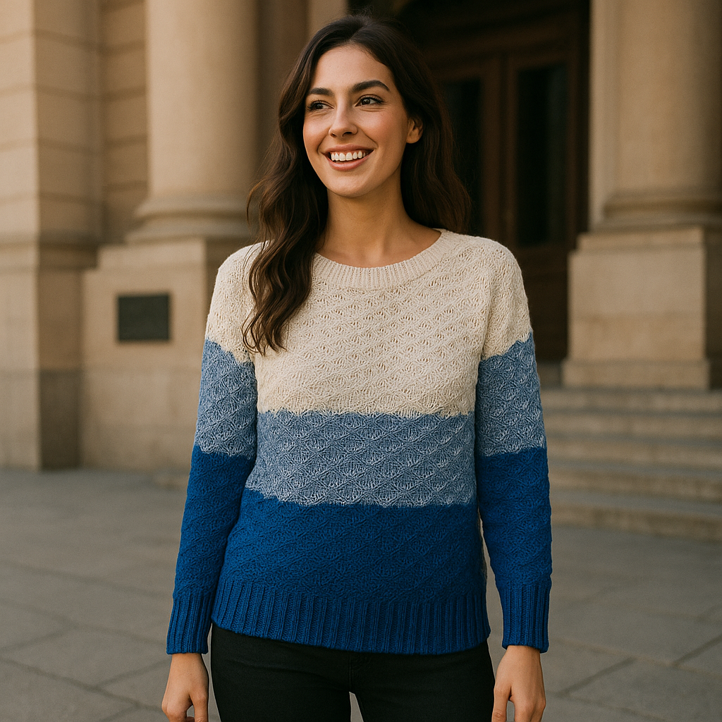 Blusa Tricot Manga Longa Relevo Tricolor — imagem 15