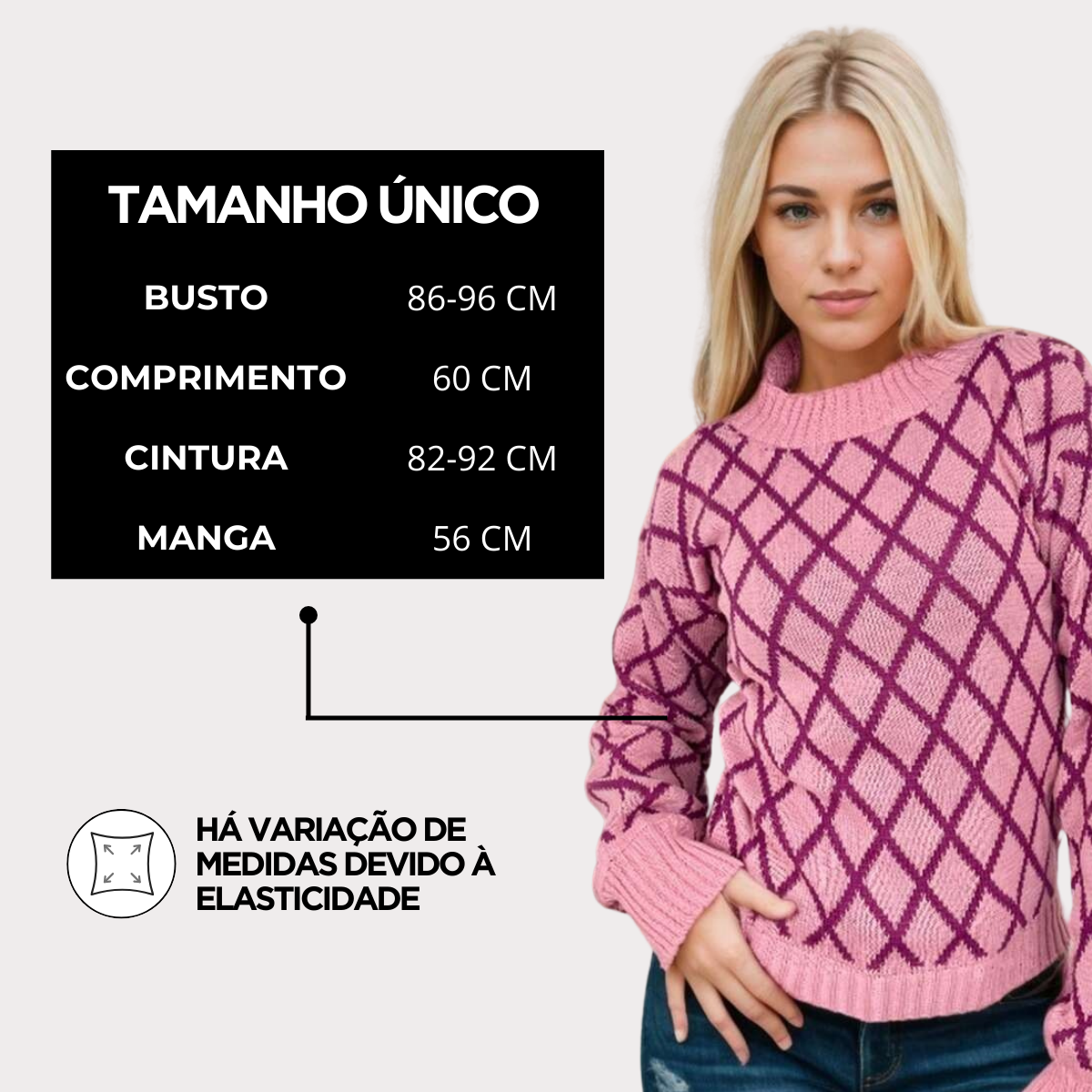 Blusa Tricot Manga Longa Geométrica — imagem 14