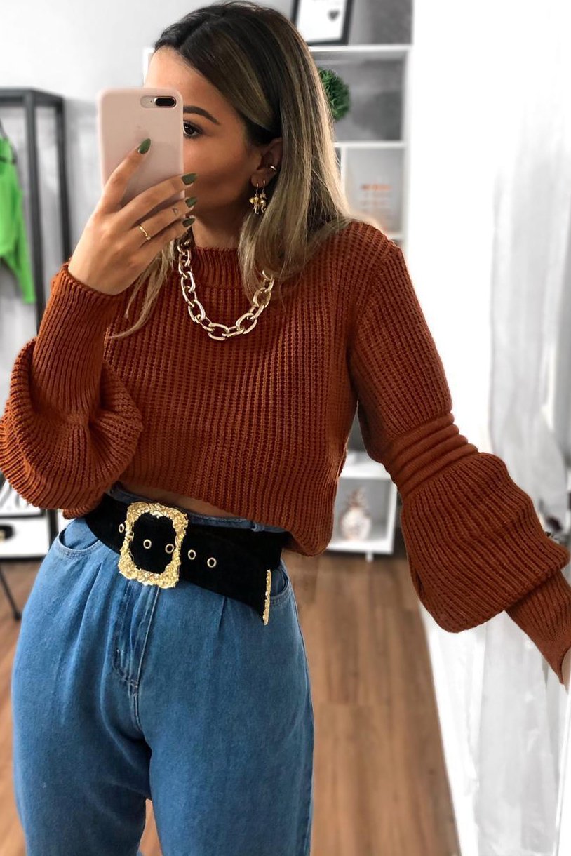 Blusa Tricot Manga Longa Bufante — imagem 1