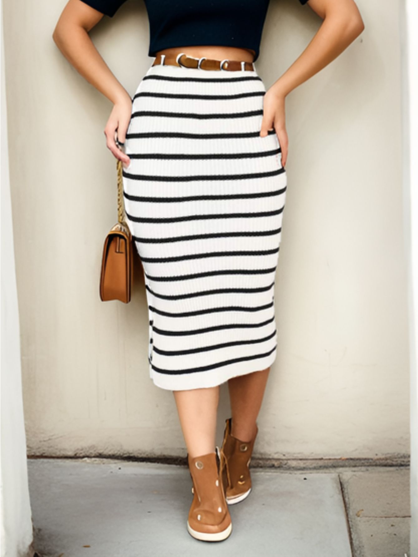 Saia Tricot Midi Modal Listra — imagem 4