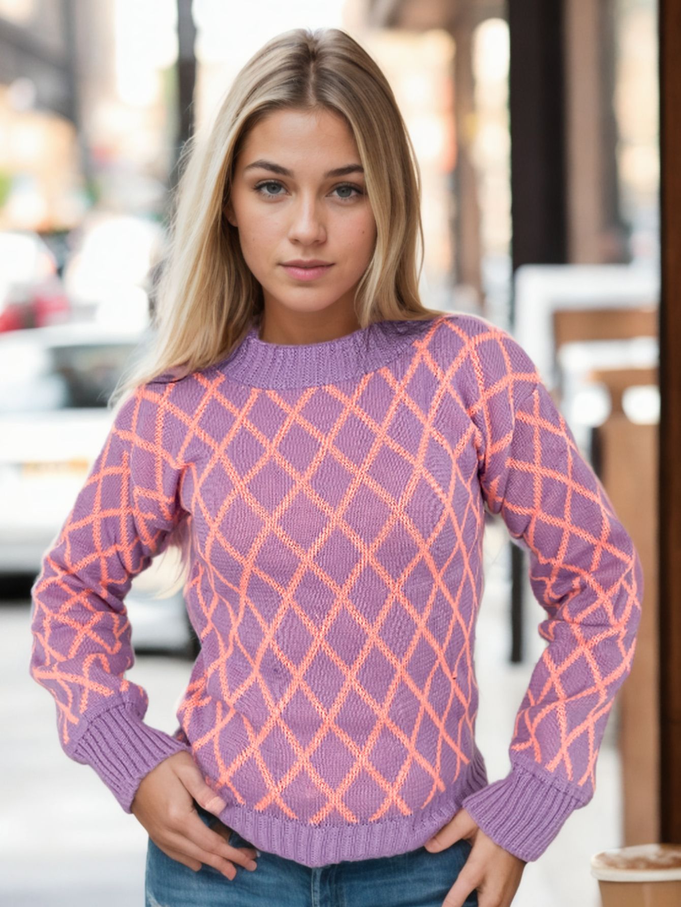 Blusa Tricot Manga Longa Geométrica — imagem 12