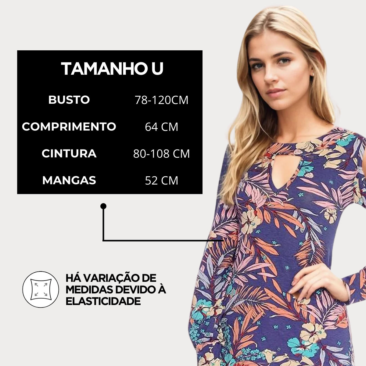 Blusa Viscolycra Manga Longa Vazada Tropical — imagem 6