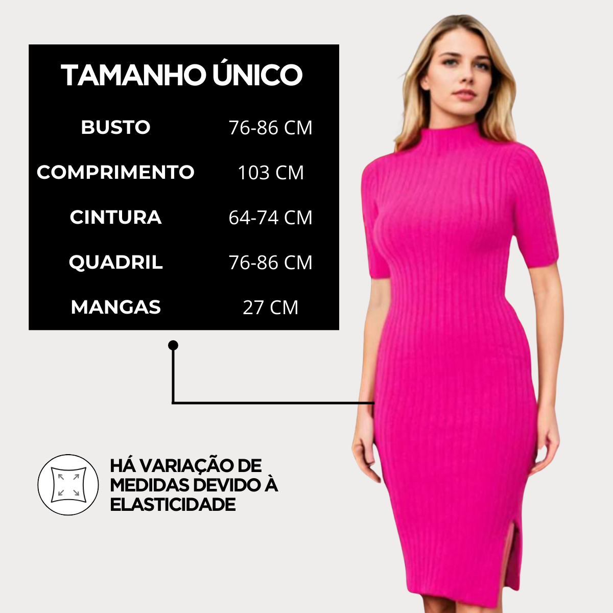 Vestido Midi Tricot Modal Manga Curta Com Fenda — imagem 3