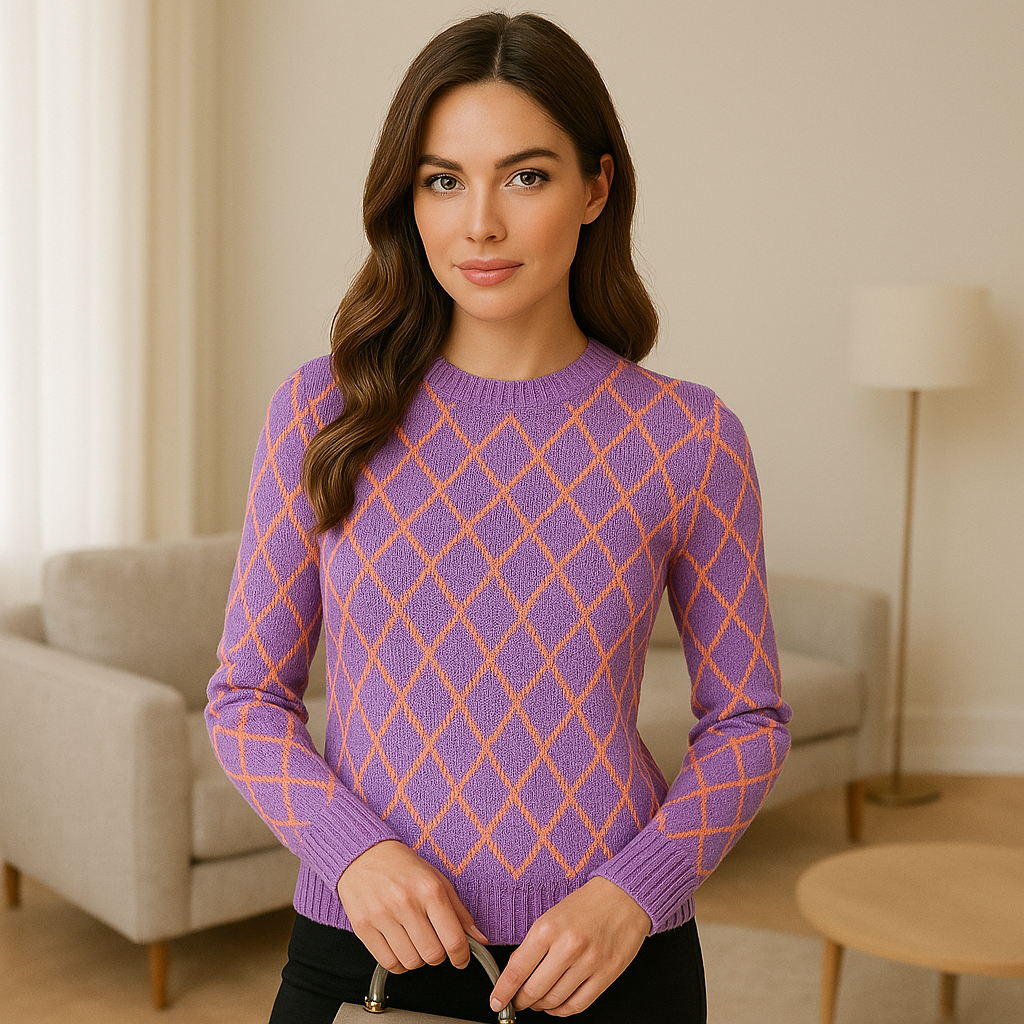 Blusa Tricot Manga Longa Geométrica — imagem 3
