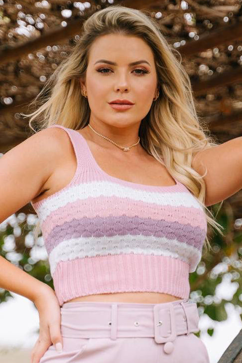 Cropped Tricot Regata Decote Quadrado